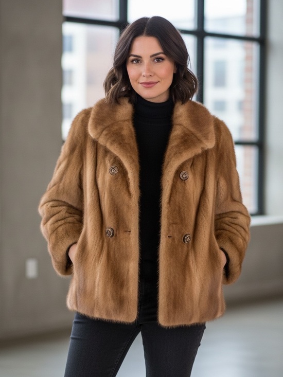 Western Furs Jackets & Blazers - Vintage WESTERN FURS Mink Fur Coat Cognac/Brown
20” chest. S/M